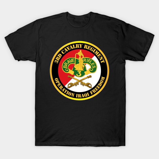 3rd Cavalry Regiment DUI - Red White - Operation Iraqi Freedom T-Shirt by twix123844